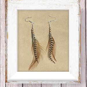 Rose Gold Fresh Water Pearl and Feather Earrings